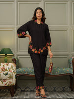 Cotton slub embroidery co ord set