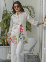 Muslin appliqué work embroidery co ord set