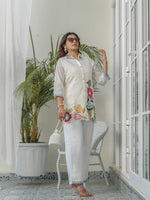 Muslin appliqué work embroidery co ord set