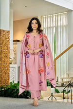 Smart cotton digital printed suit set in pink