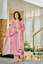 Smart cotton digital printed suit set in pink