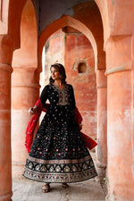 Beautiful black embroidery georgette full suit set