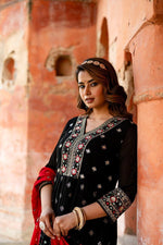 Beautiful black embroidery georgette full suit set