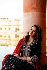 Beautiful black embroidery georgette full suit set