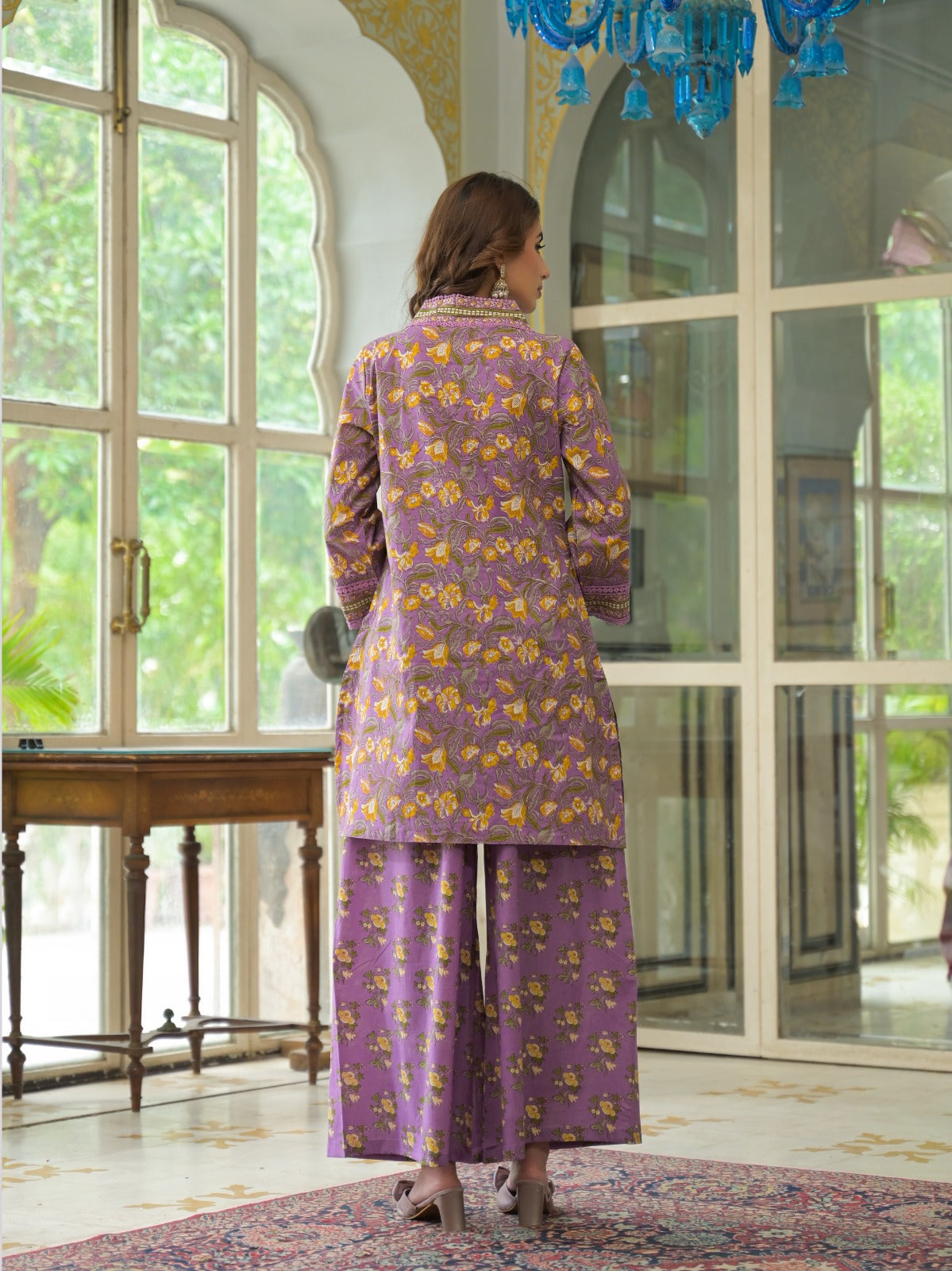 Pure cotton kalamkari co ord set in purple