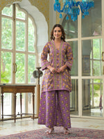 Pure cotton kalamkari co ord set in purple