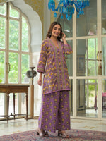 Pure cotton kalamkari co ord set in purple