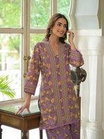 Pure cotton kalamkari co ord set in purple