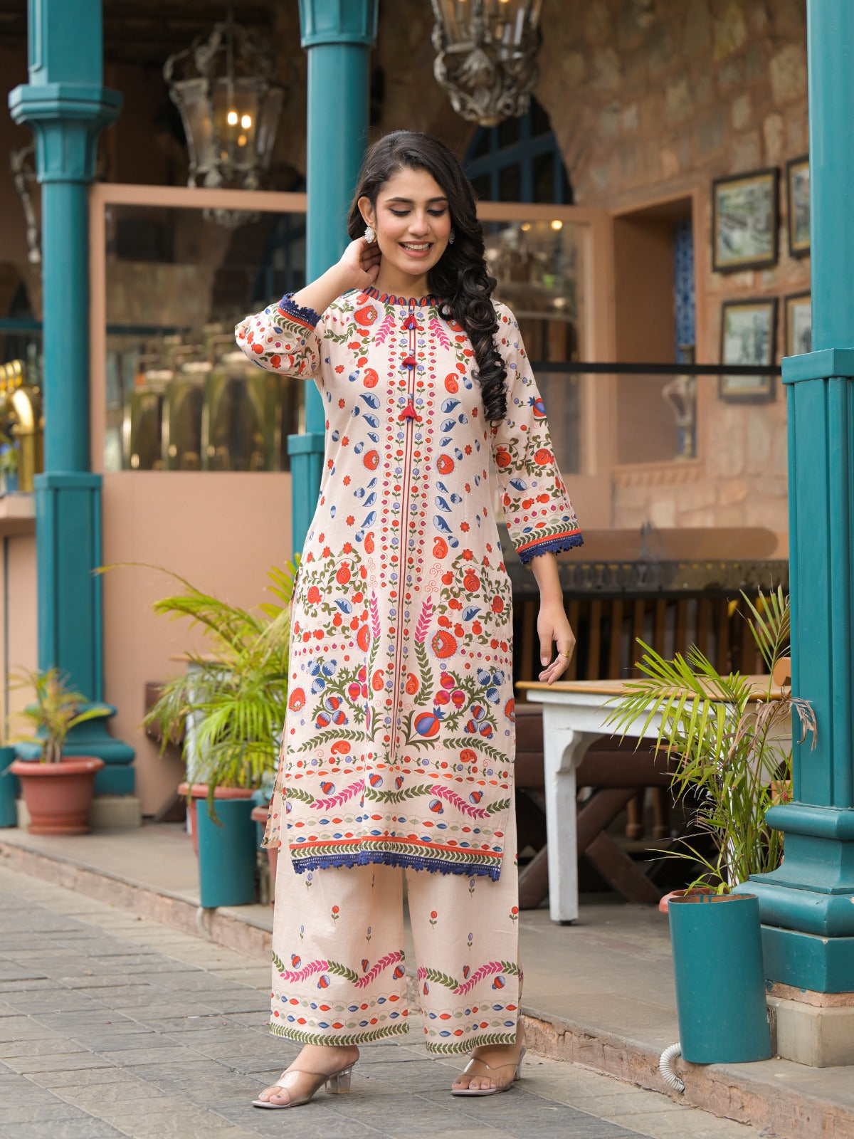Smart linen kurta pant in a beautiful print