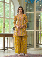 Pure cotton kalamkari co ord set in yellow