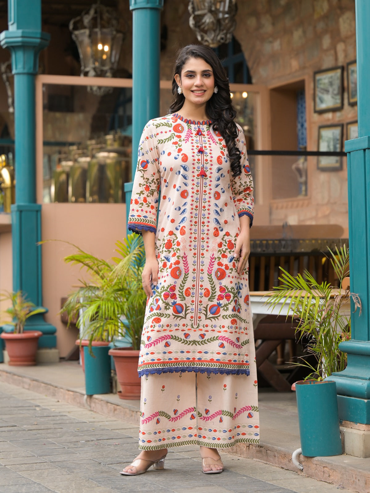 Smart linen kurta pant in a beautiful print