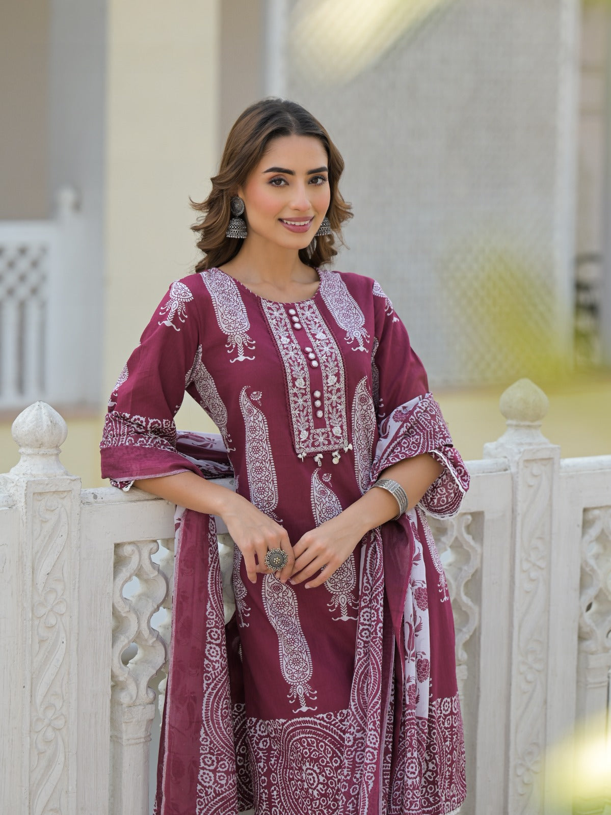 Pure cotton Farsi salwar suit set in red