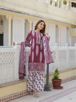 Pure cotton Farsi salwar suit set in red