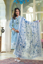 Smart cotton lehariya suit in blue