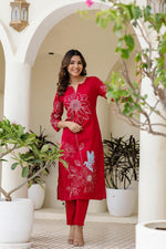 Premium dobby cotton embroidered set in pink