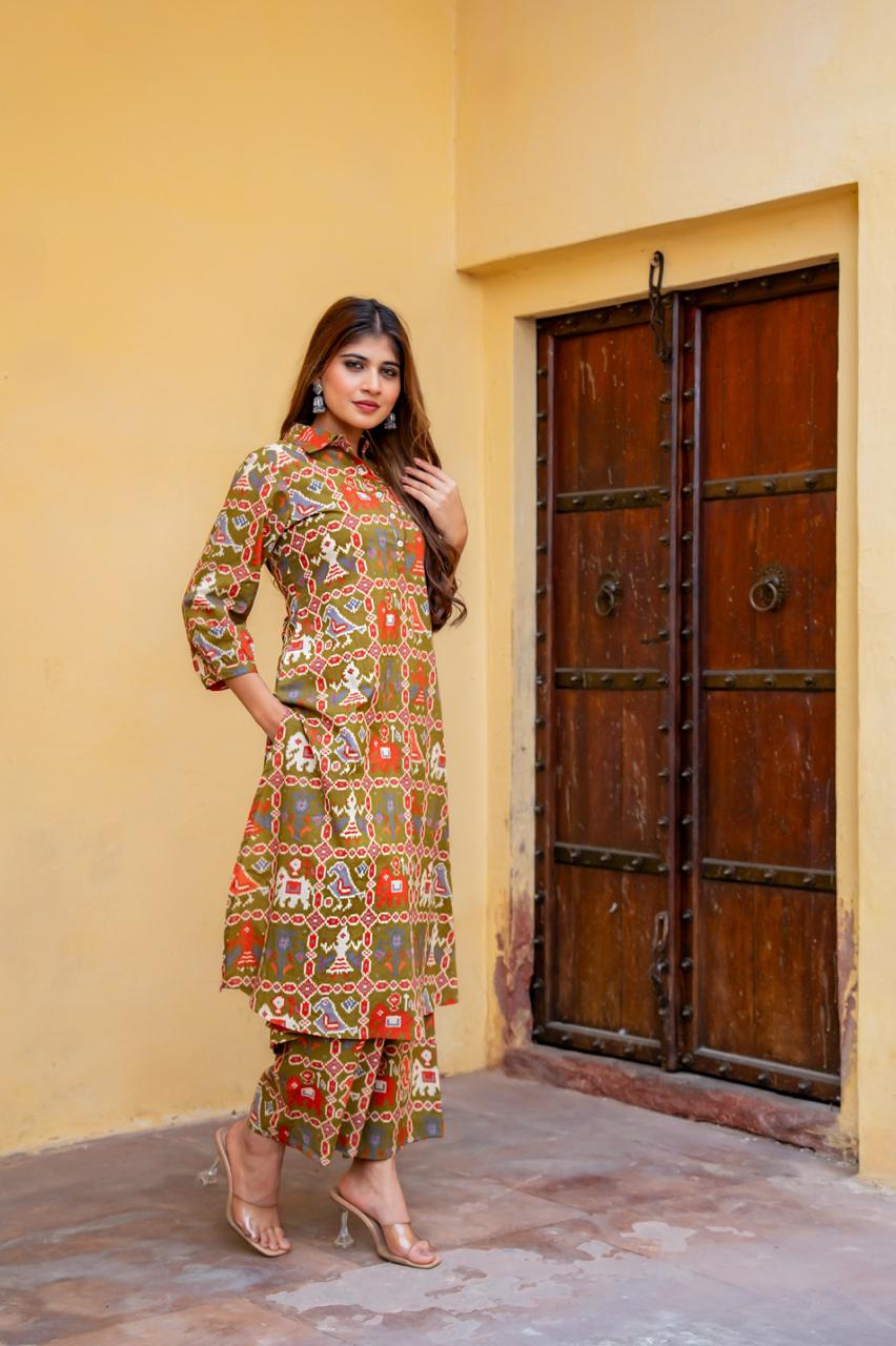 Designer Patola cotton co ord set