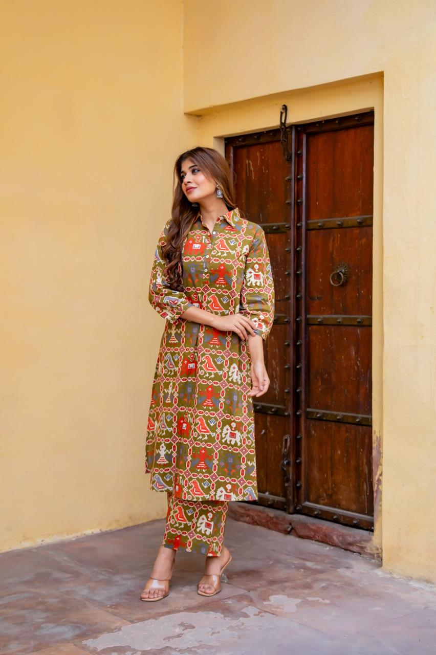 Designer Patola cotton co ord set