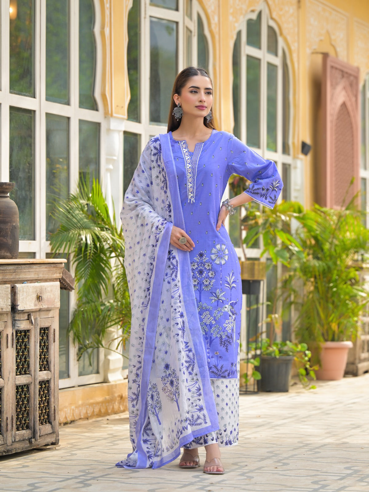 Pure cotton suit set in blue