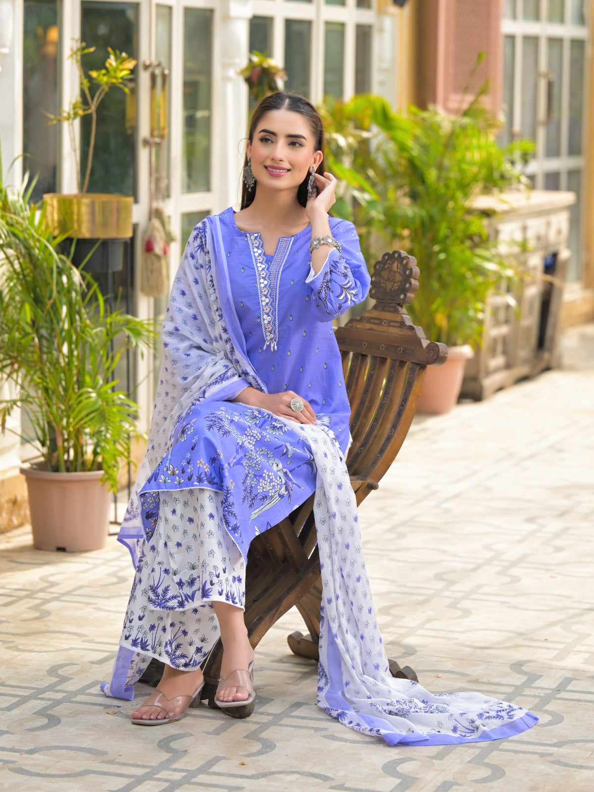 Pure cotton suit set in blue