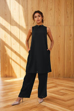 Stylish cotton co -ord set in black