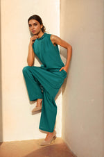 Stylish cotton co -ord set in green