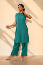 Stylish cotton co -ord set in green