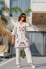 Wow embroidered linen cotton co ord set