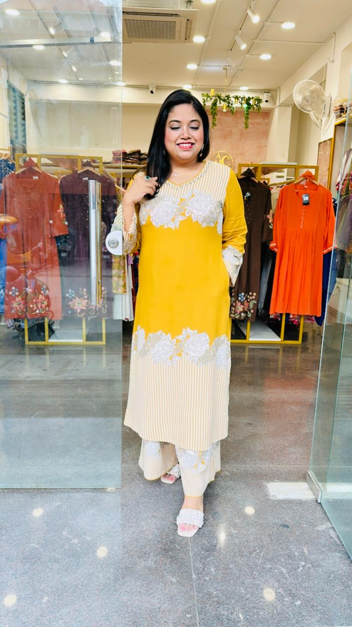 Best selling in now yellow colour! Wow wow heavy cotton slub kurta pant