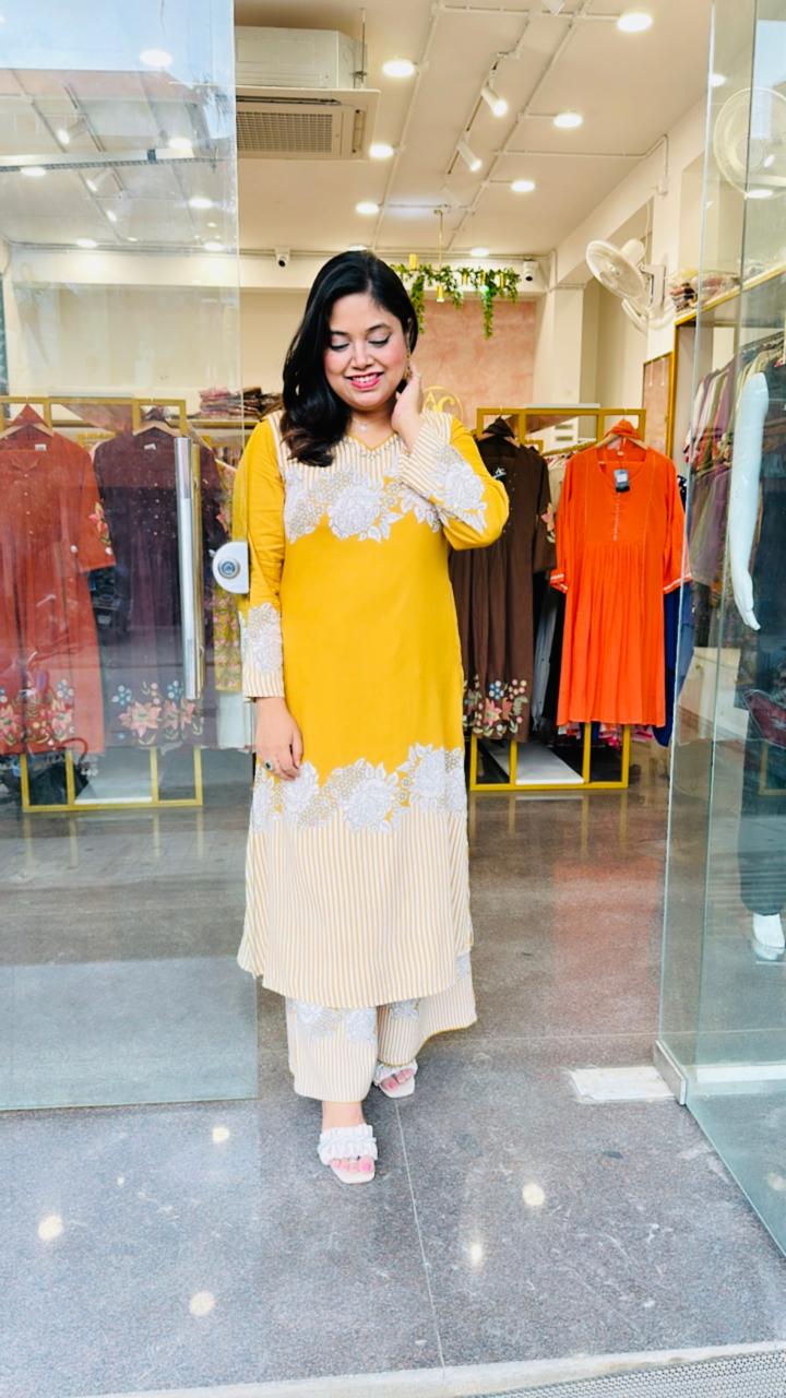 Best selling in now yellow colour! Wow wow heavy cotton slub kurta pant