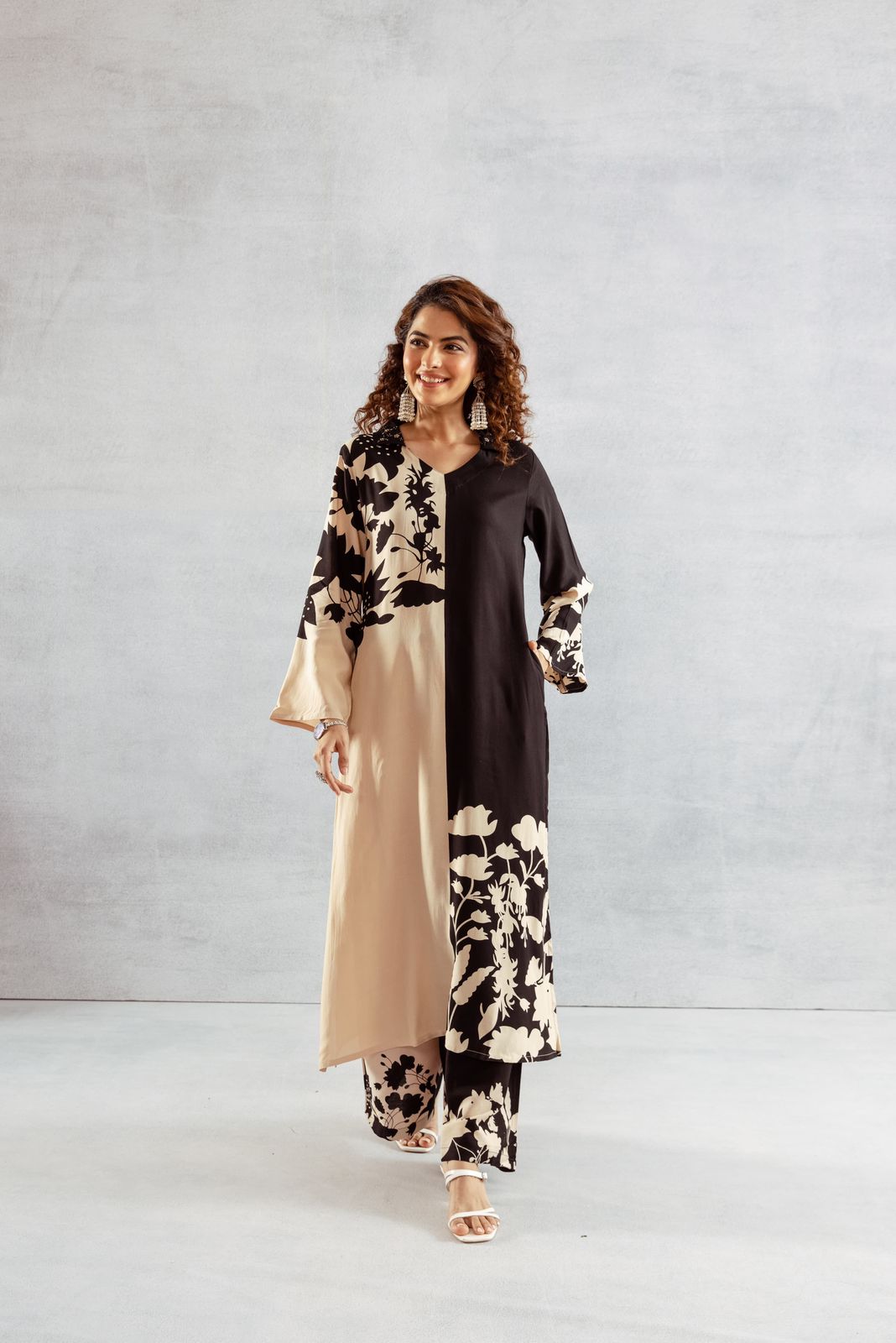 Designer colour cotton slub kurta pant