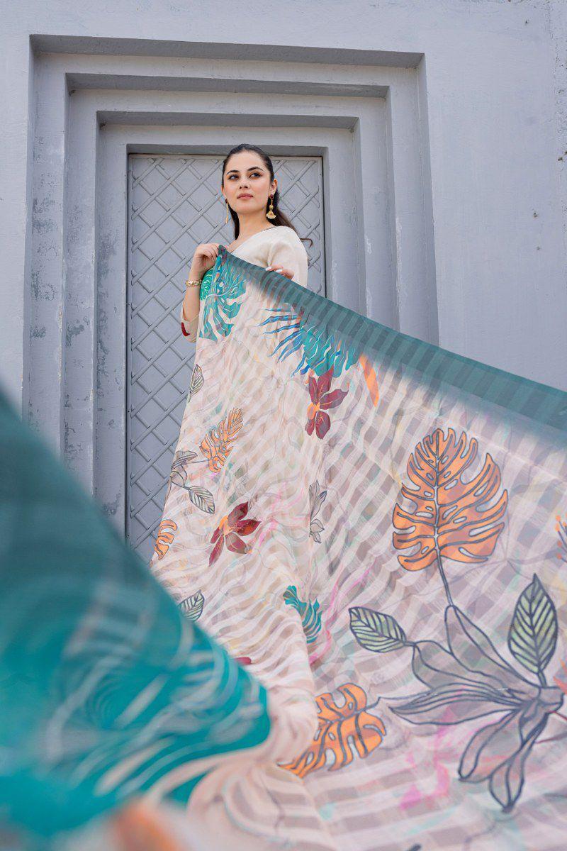 Super premium cotton brush painted dupatta set