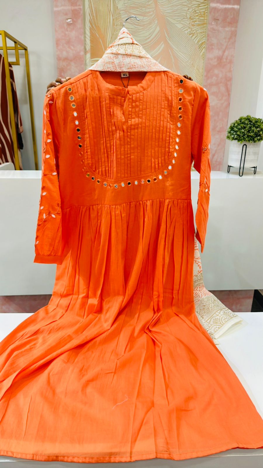 Wow Mul cotton real mirror Kota doria dupatta set