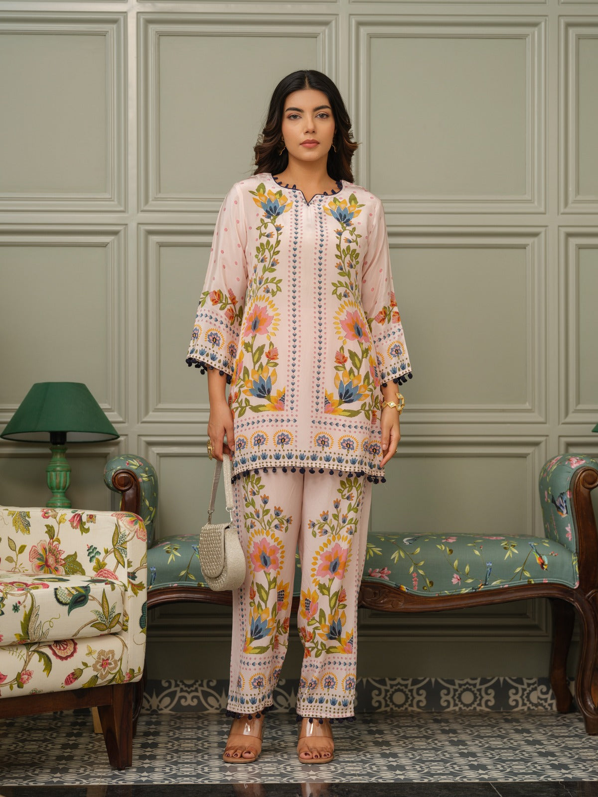 Pure crepe digital printed co ord