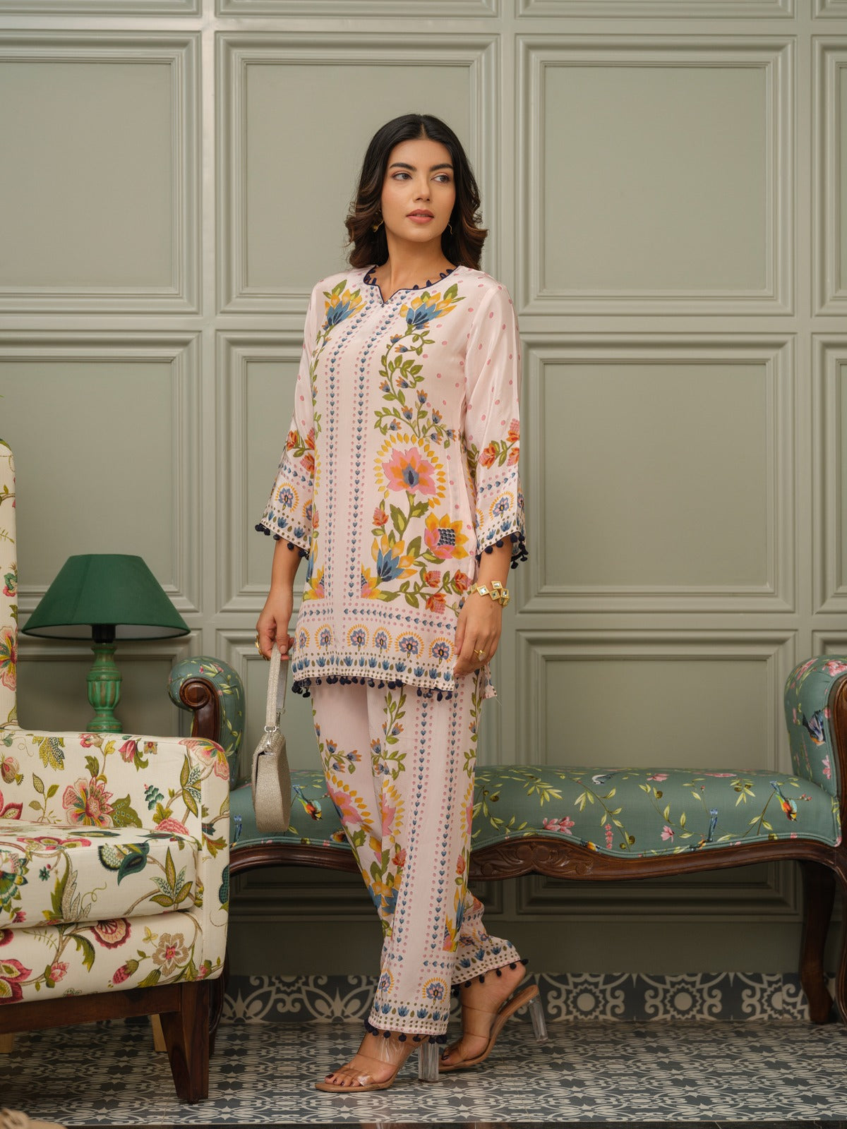 Pure crepe digital printed co ord