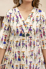 Smart worli art pure cotton co ord set in purple