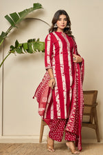 Red batik pure cotton full suit set