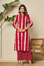 Red batik pure cotton full suit set