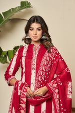 Red batik pure cotton full suit set