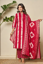 Red batik pure cotton full suit set