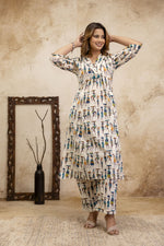 Smart worli art pure cotton co ord set in blue