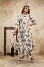 Smart worli art pure cotton co ord set in blue