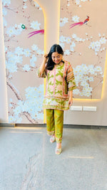 Pure Mul silk digital printed co ord in green