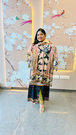 Pure Mul silk digital printed co ord in black