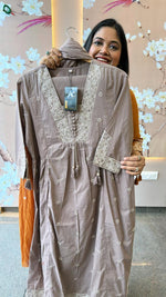 Pure cotton embroidered suit set in pastel colour