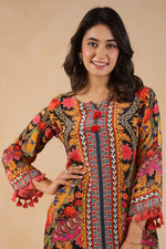 Pure crepe digital printed co ord in black