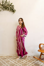 Super pretty slub cotton stripes design with four pocket kurta pant in pink