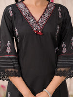 Stylish embroidered Worli art suit set in black
