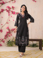 Stylish embroidered Worli art suit set in black
