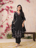 Stylish embroidered Worli art suit set in black