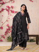 Stylish embroidered Worli art suit set in black